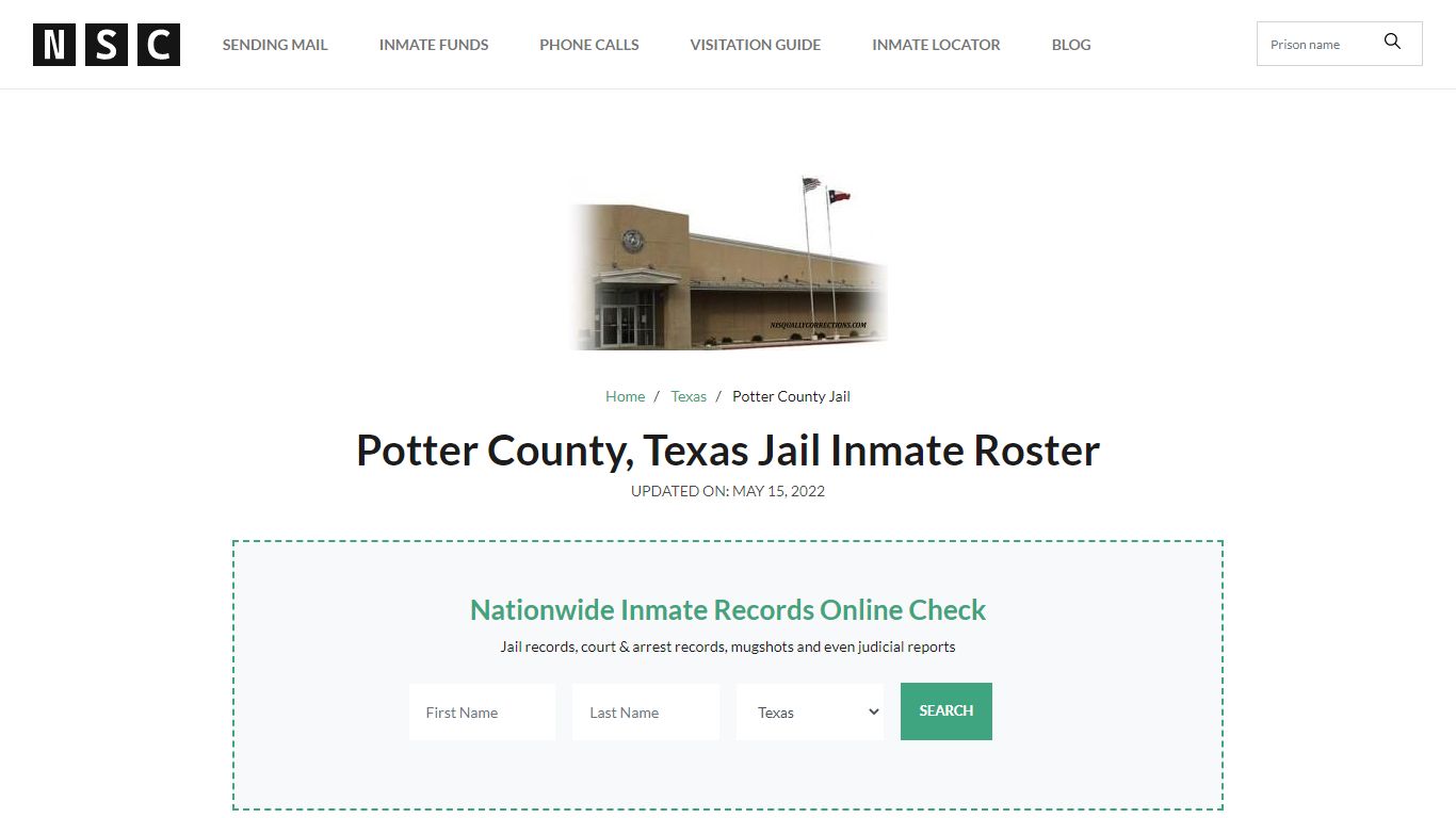 Potter County, Texas Jail Inmate Roster